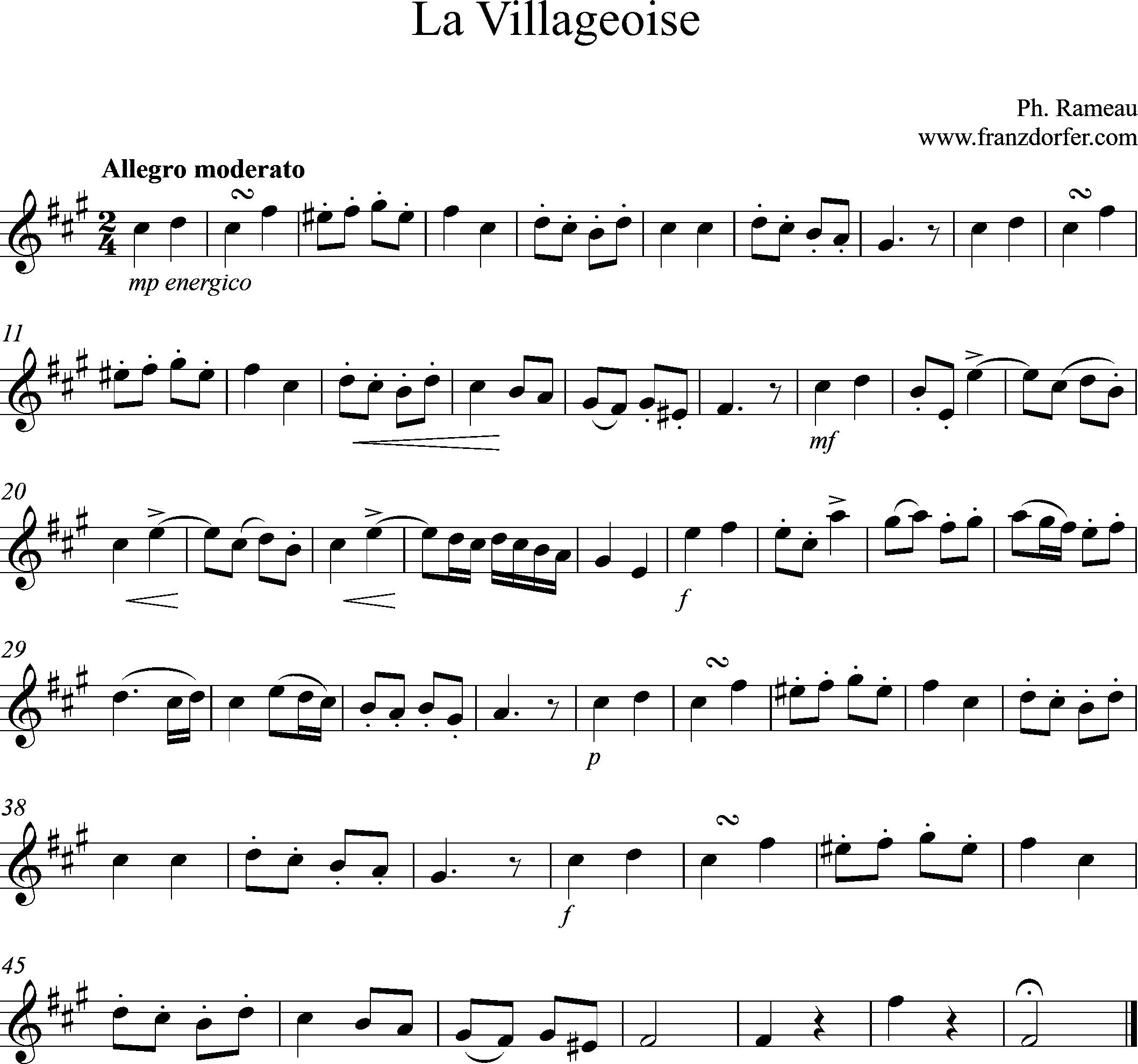Clarinet Part - La Villageoise